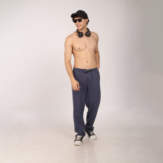 Purkhaa Baggy Fit Blue Melange Track Pant