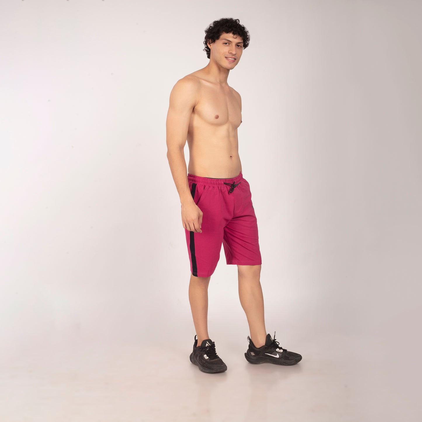 Purkhaa Active wear Maroon Black Stripe Short