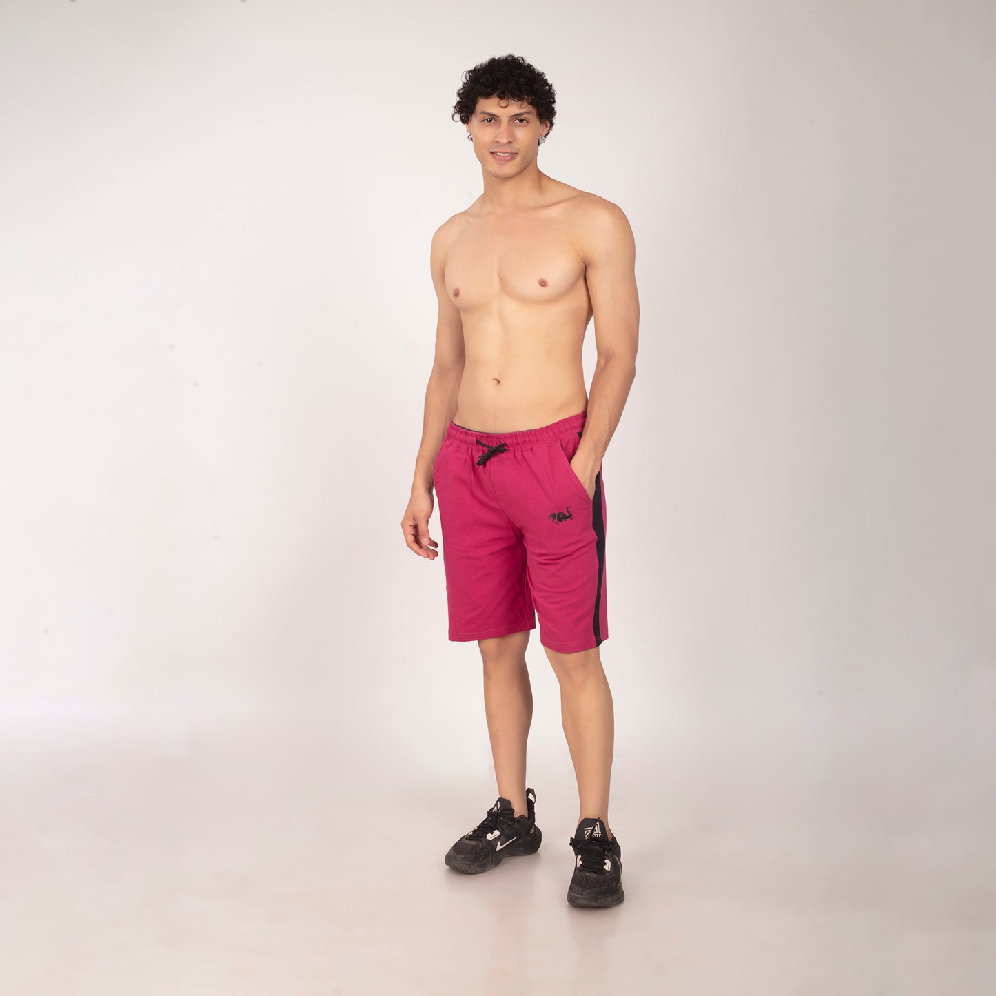 Purkhaa Active wear Maroon Black Stripe Short
