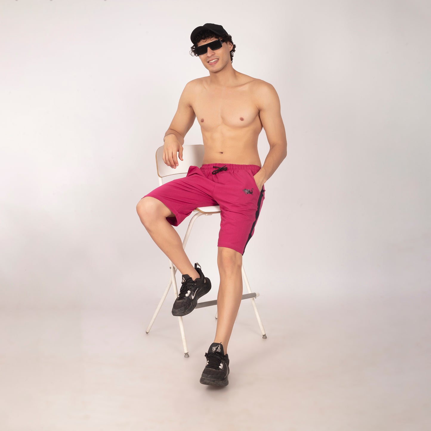 Purkhaa Active wear Maroon Black Stripe Short