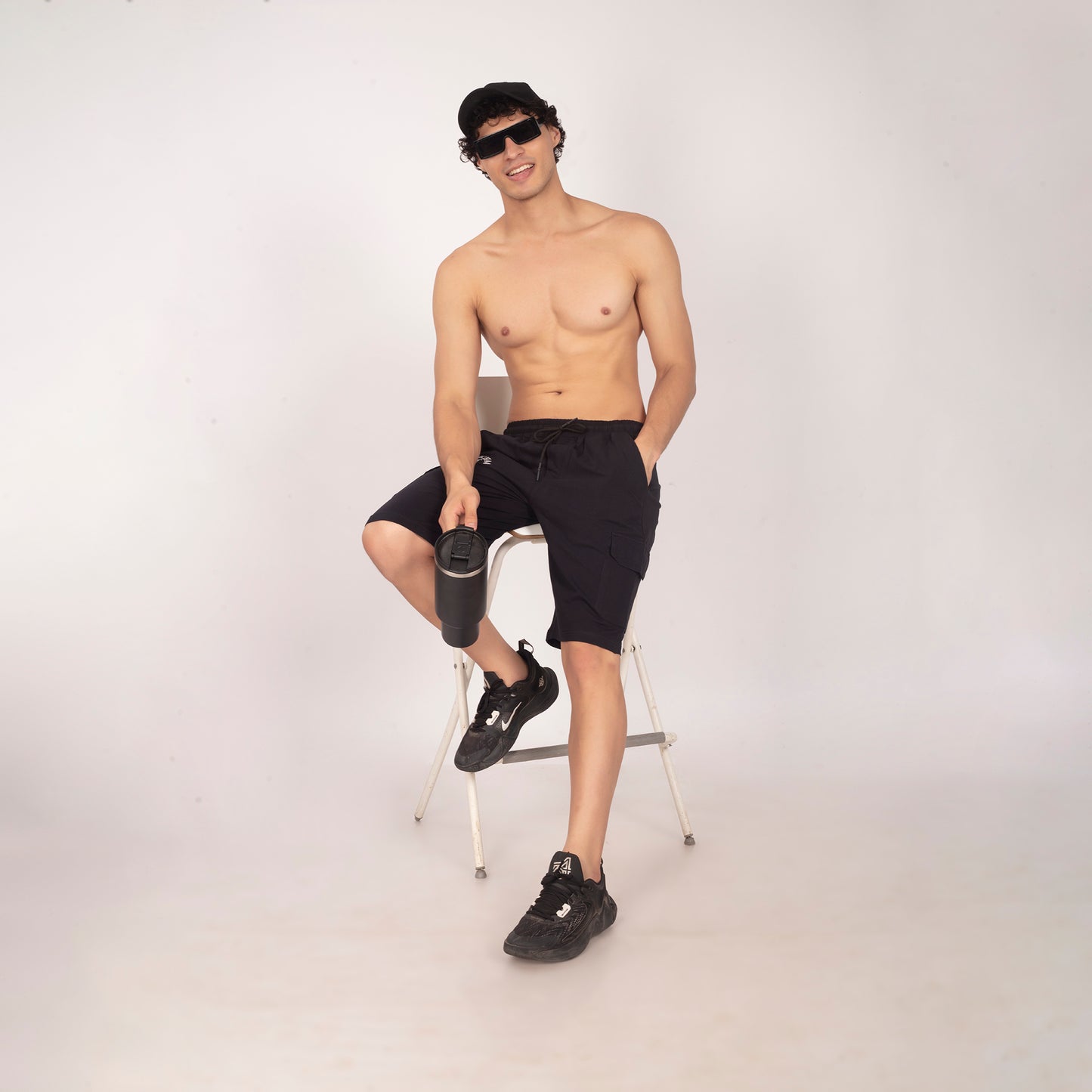 Purkhaa Gym wear Cargo black shorts