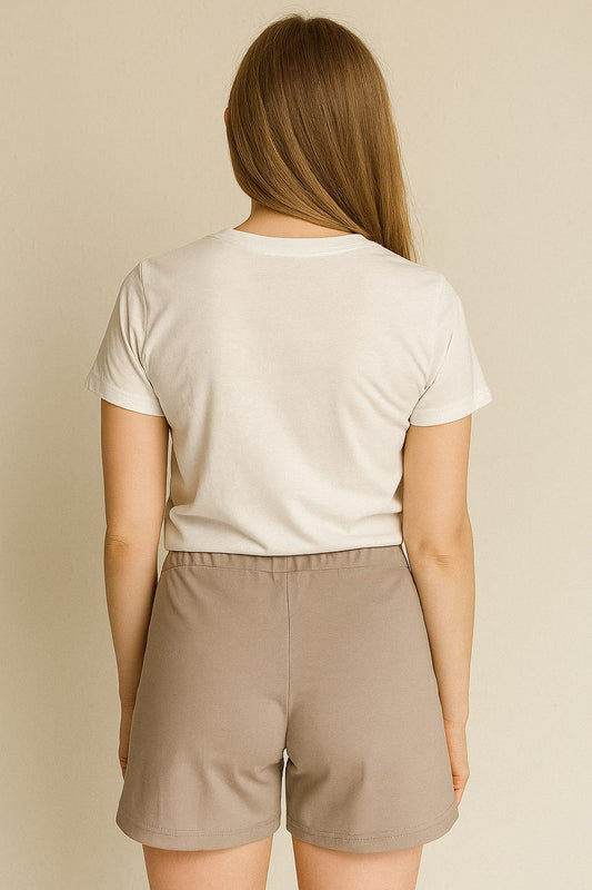 Womens High Waist Shorts (Camel)