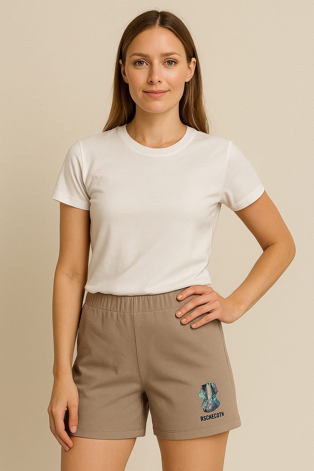 Womens High Waist Shorts (Camel)