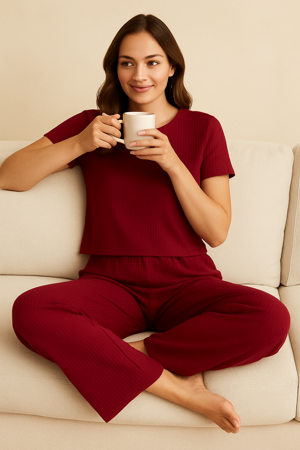 Purkhaa Jacquard Co-ord Set (Maroon)