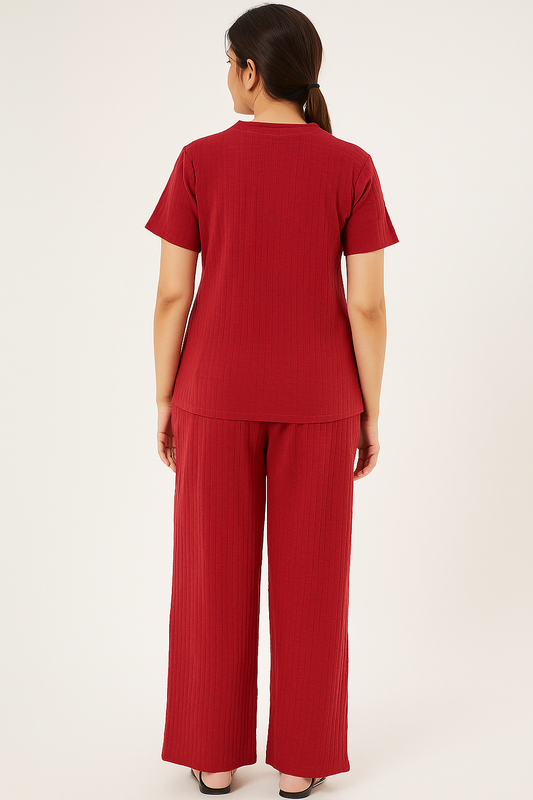 Purkhaa Jacquard Co-ord Set (Maroon)