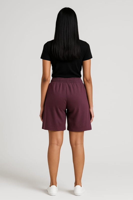 Womens High Waist elastic Shorts (Mulberry)