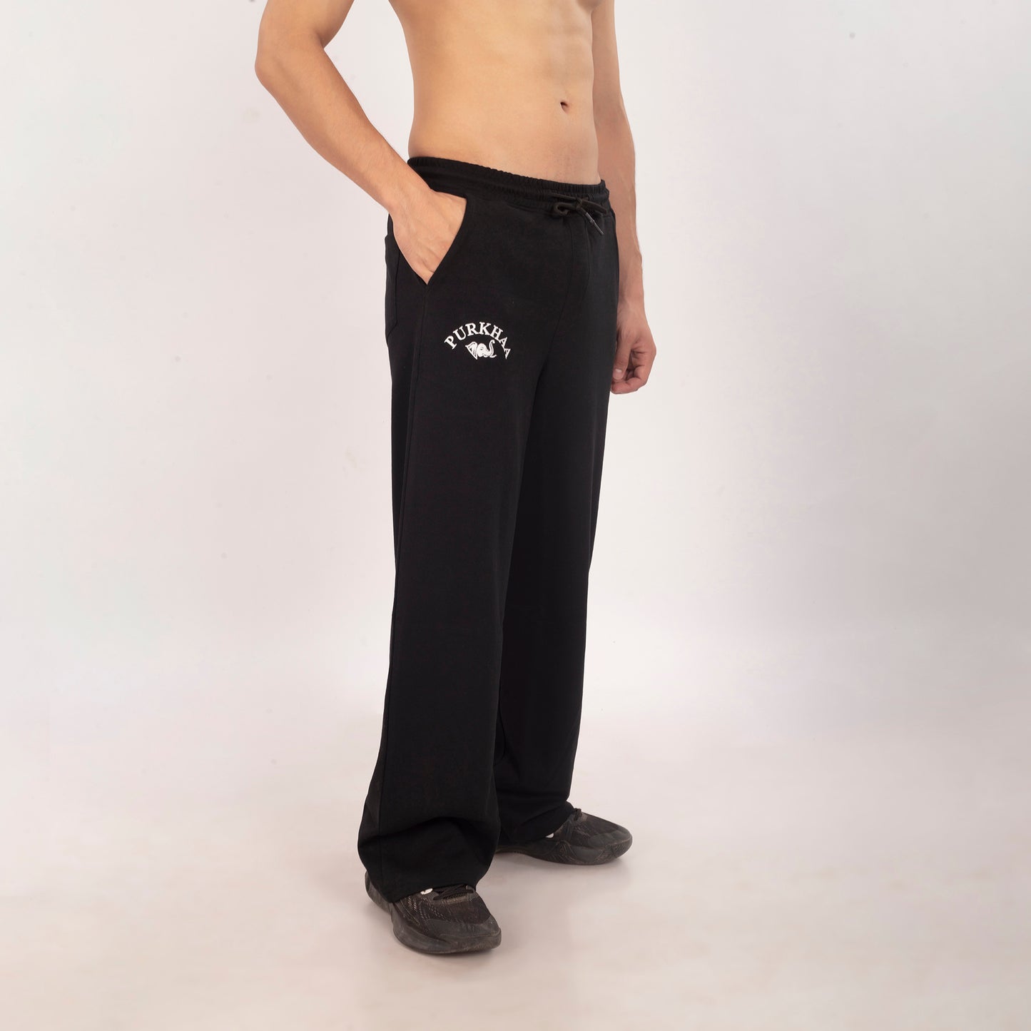 Purkhaa's intense Black Baggy Fit Track Pant