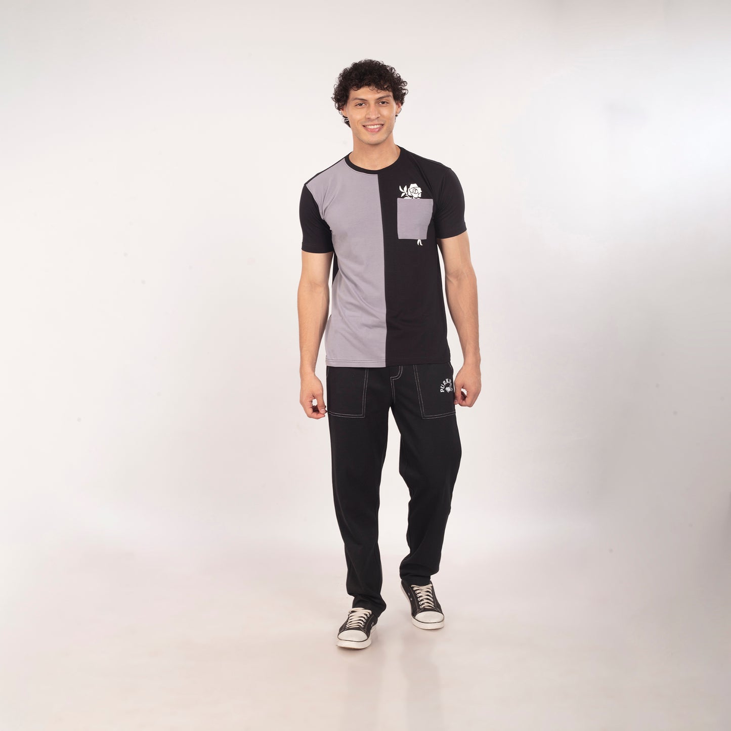 Purkhaa Grayscale Pocket Bloom Tee