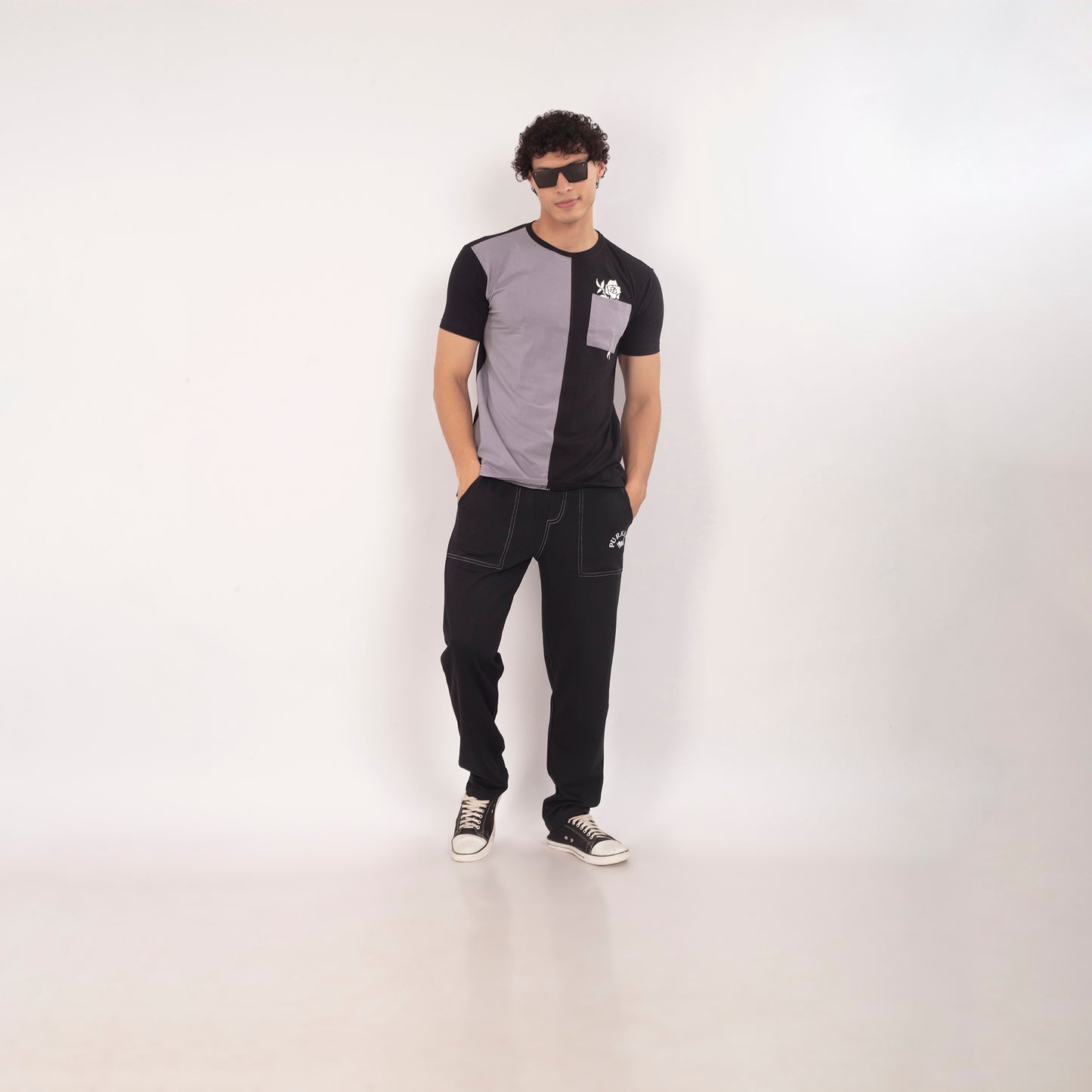 Purkhaa Grayscale Pocket Bloom Tee