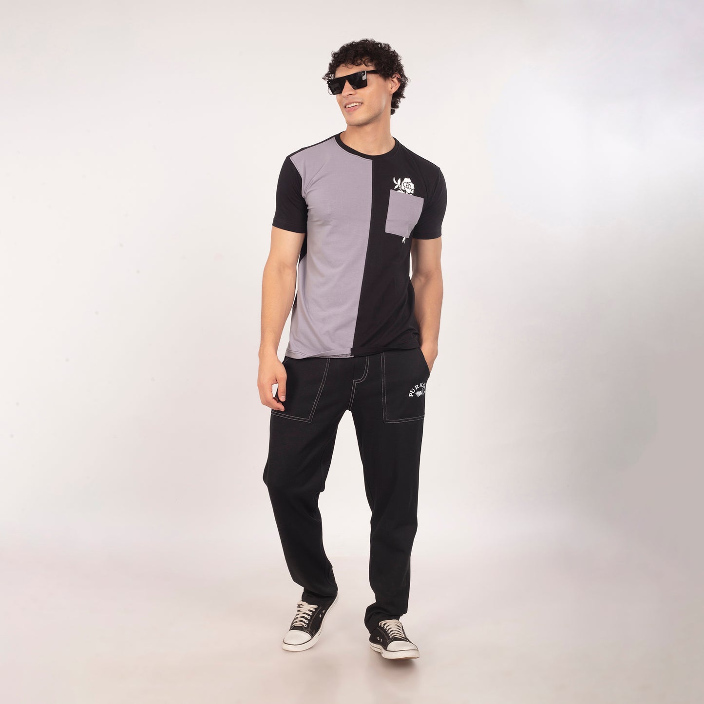 Purkhaa Grayscale Pocket Bloom Tee