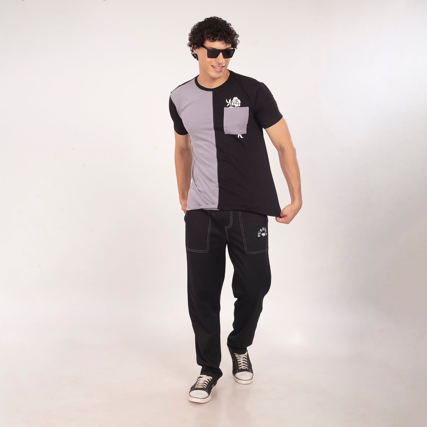 Purkhaa Grayscale Pocket Bloom Tee