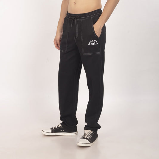 Purkhaa Comfort wear  Contrast Stitch overlock Black Pant
