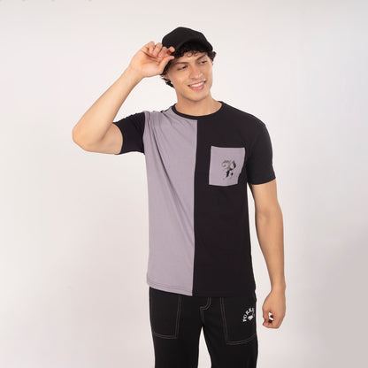 Purkhaa Grayscale Pocket Bloom Initial Tee