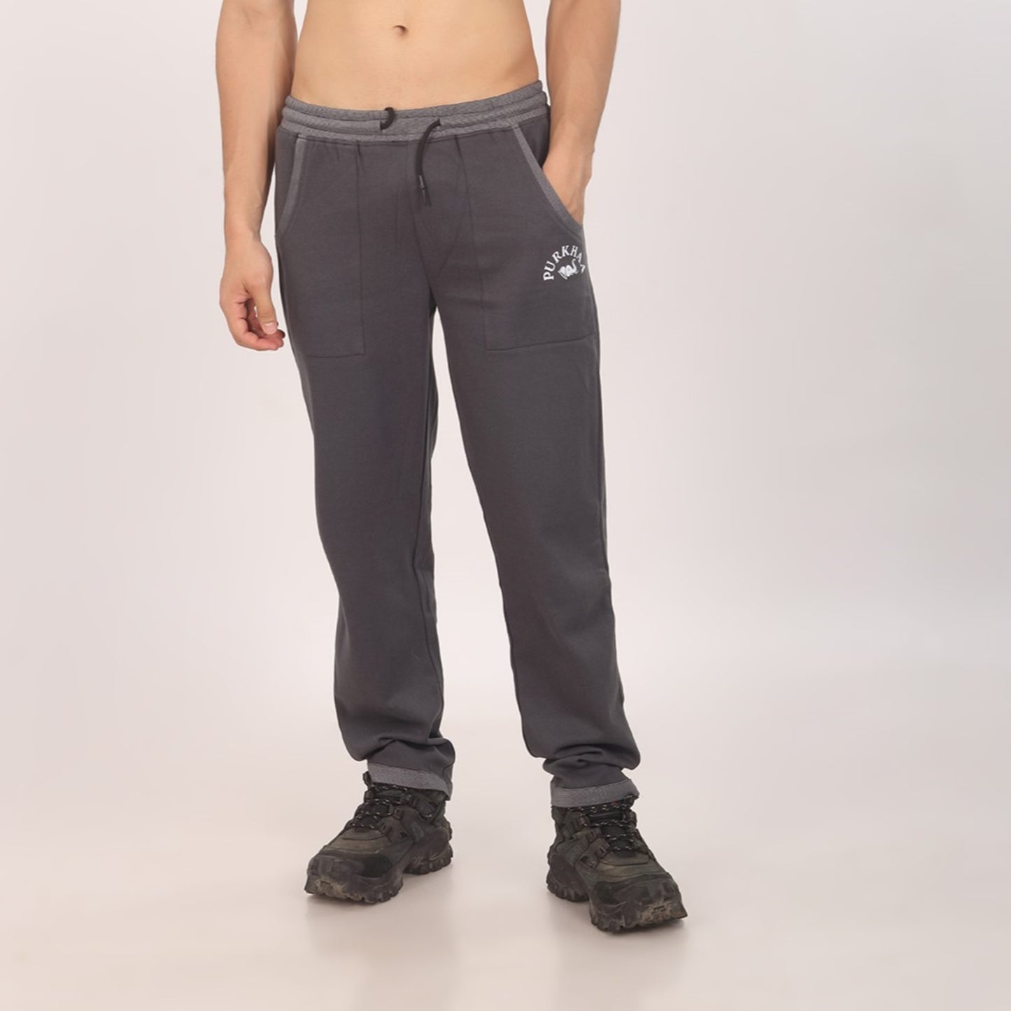 Purkhaa Premium Dark Grey Contrast Bottom Jogger