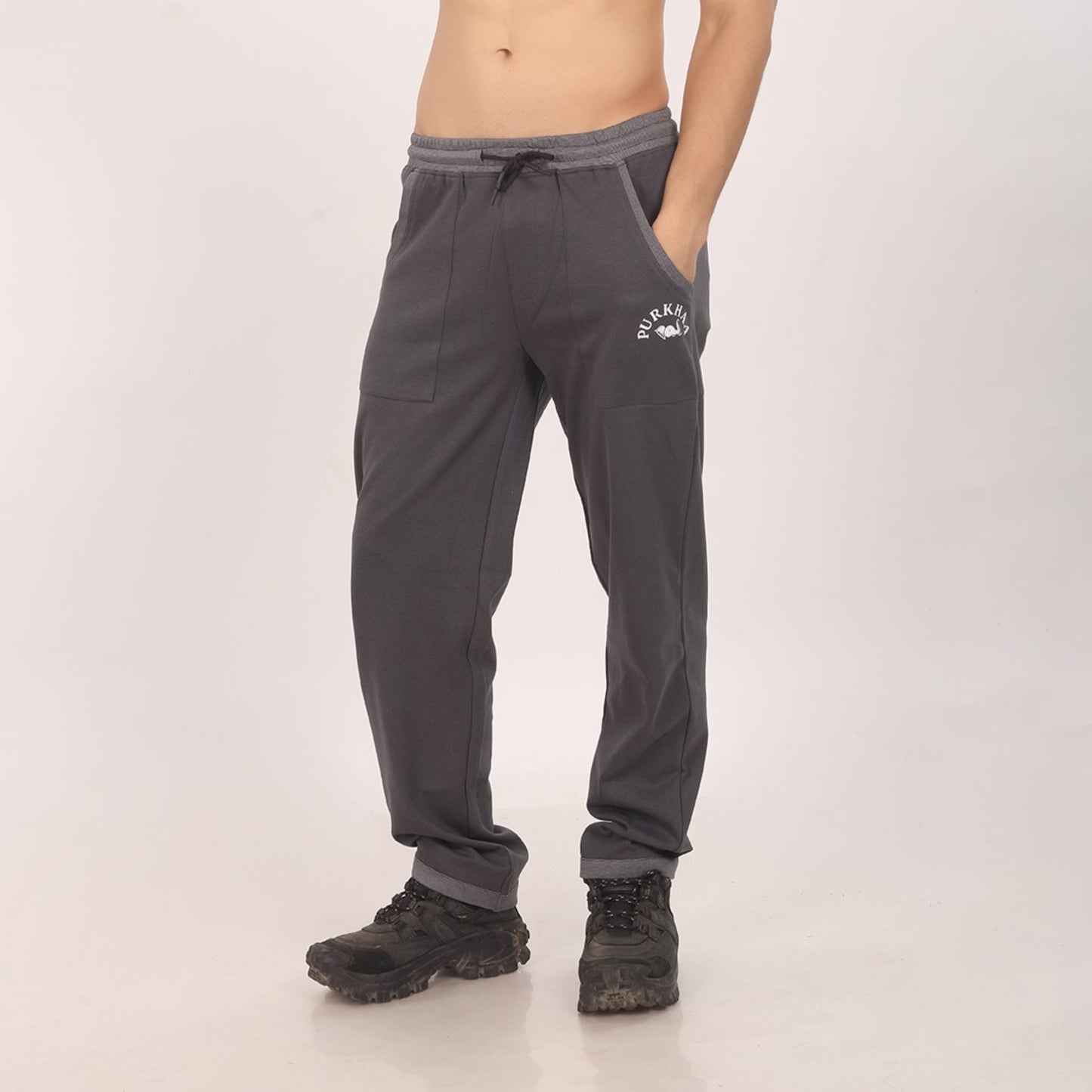Purkhaa Premium Dark Grey Contrast Bottom Jogger