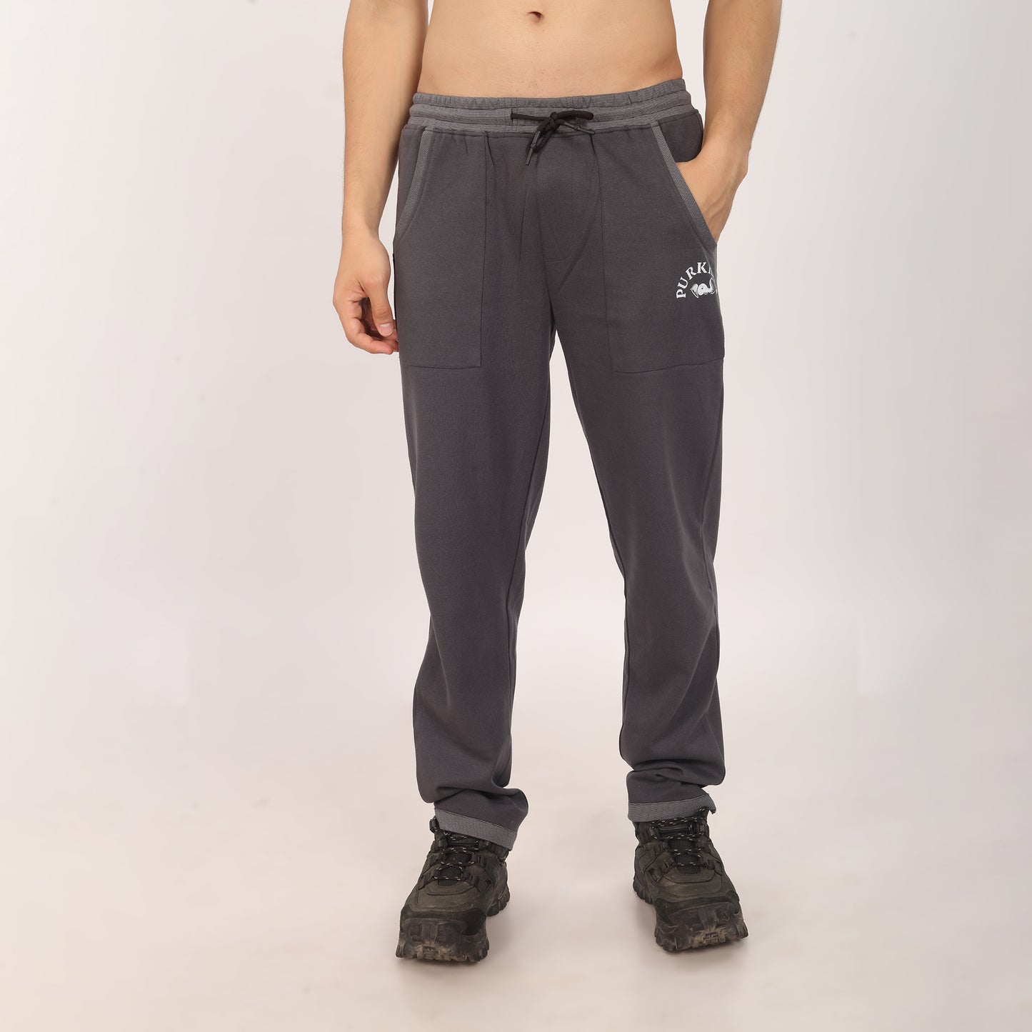 Purkhaa Premium Dark Grey Contrast Bottom Jogger