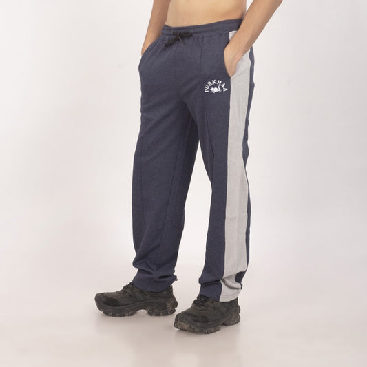 Purkhaa Comfort Fit Colorblock Navy Grey Melange Trouser