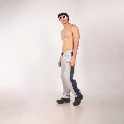 Purkhaa's Adventure leman Comfort Fit Colorblock Grey Navy Melange Trouser
