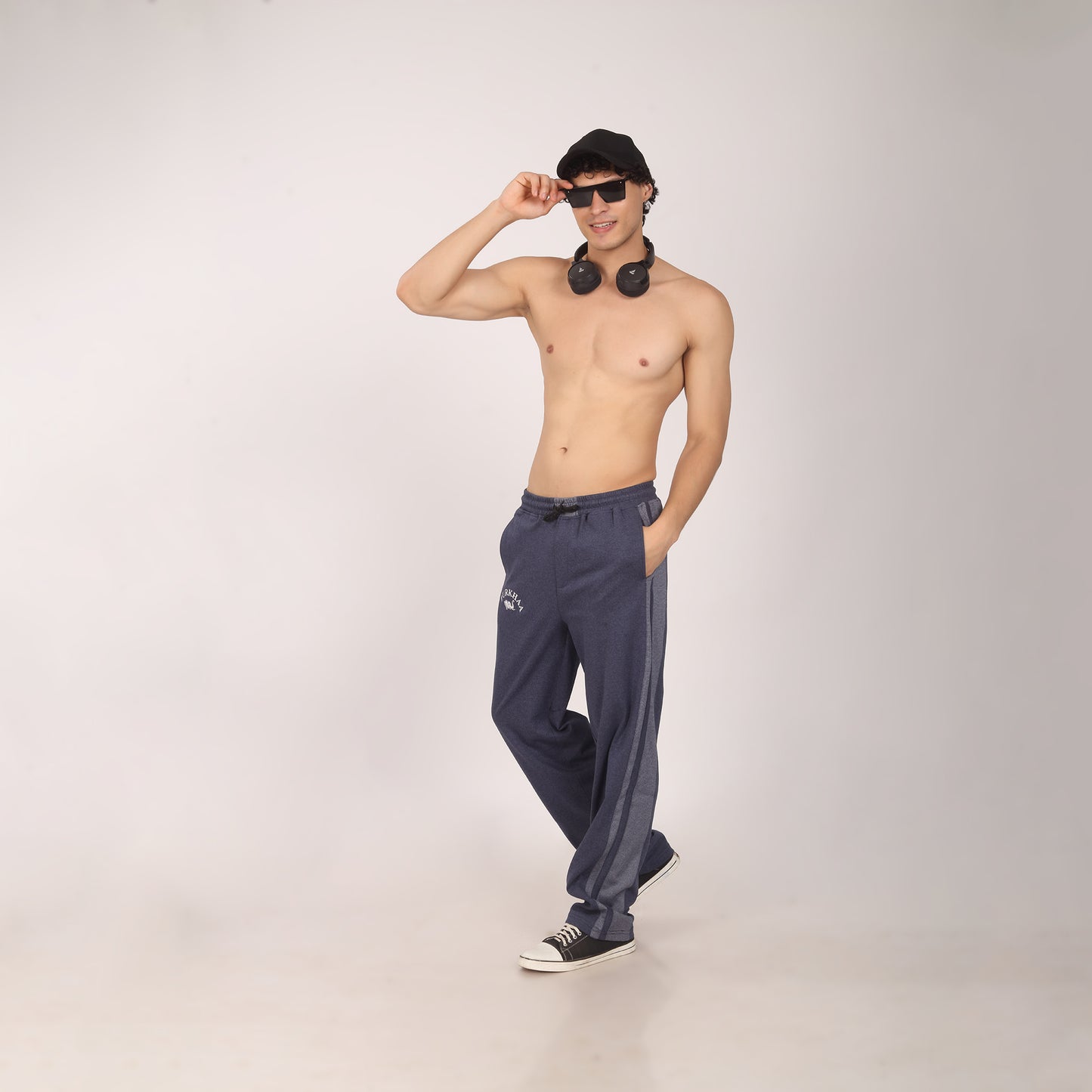 Purkhaa Baggy Fit Blue Melange Track Pant