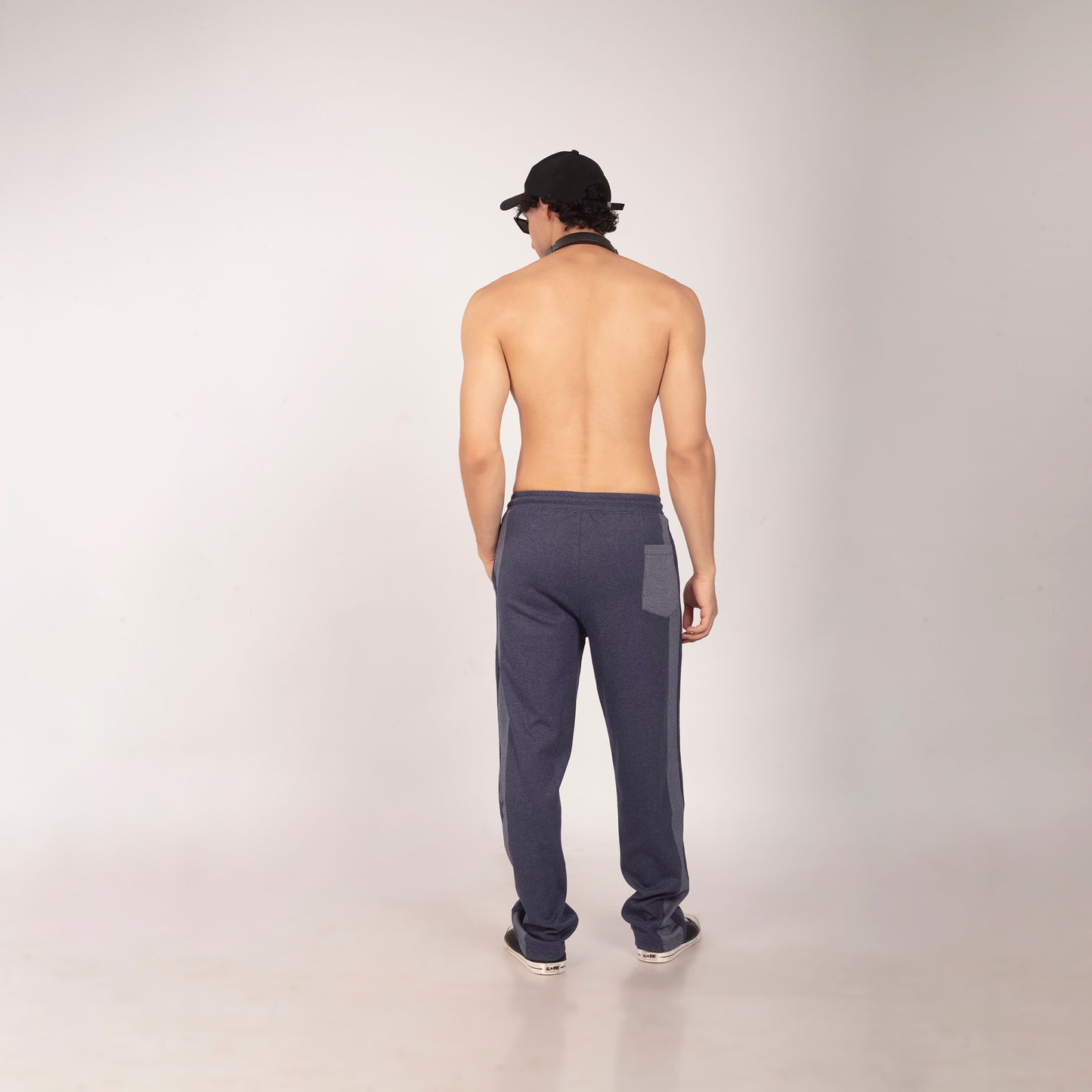 Purkhaa Baggy Fit Blue Melange Track Pant