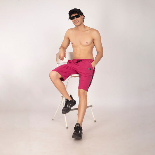 Purkhaa Active wear Maroon Black Stripe Short