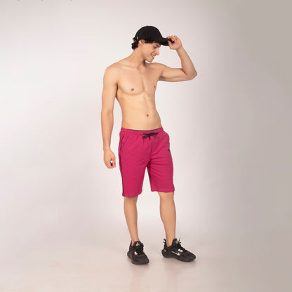 Purkhaa Active wear Maroon Double Stripe Short