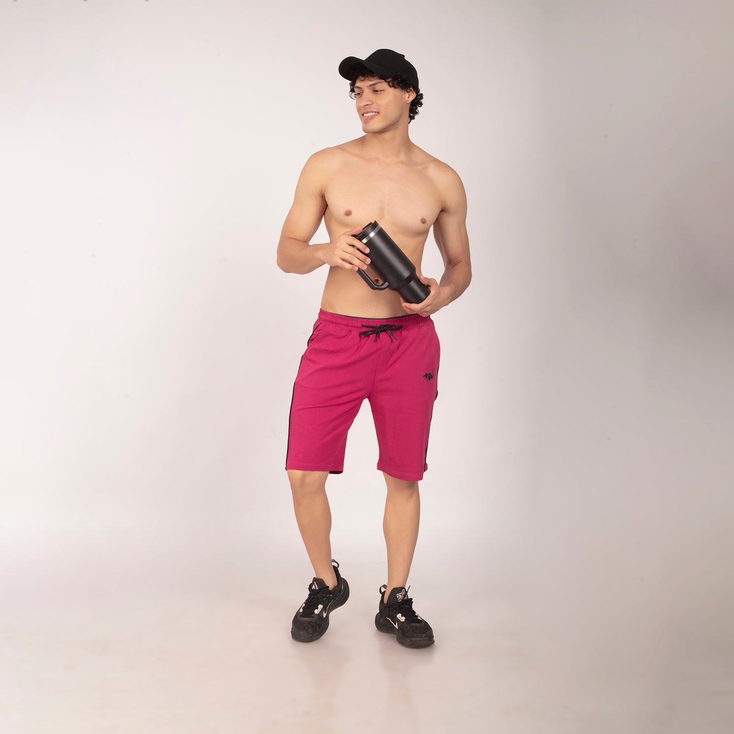 Purkhaa Active wear Maroon Double Stripe Short