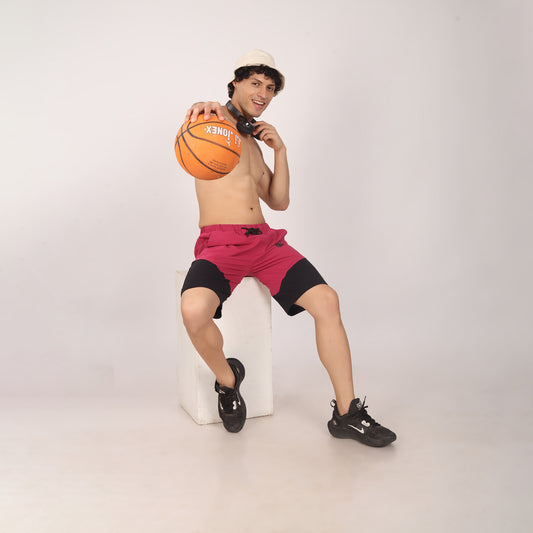 Purkhaa's Premium Maroon Black Short for classy men