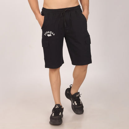 Purkhaa Gym wear Cargo black shorts