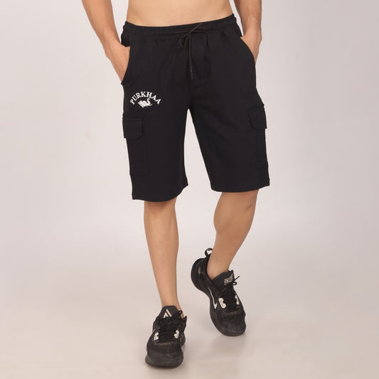 Purkhaa Gym wear Cargo black shorts