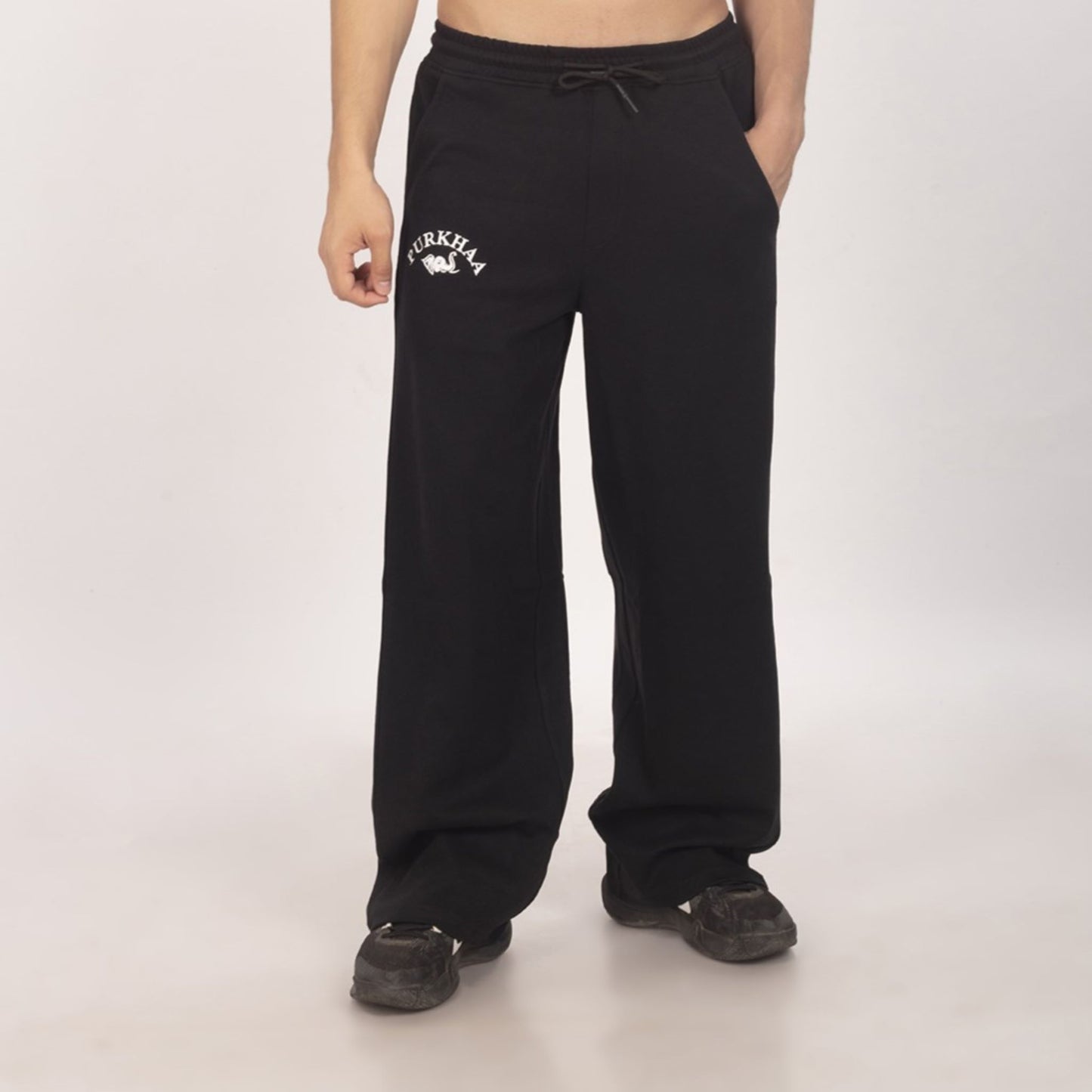 Purkhaa's intense Black Baggy Fit Track Pant