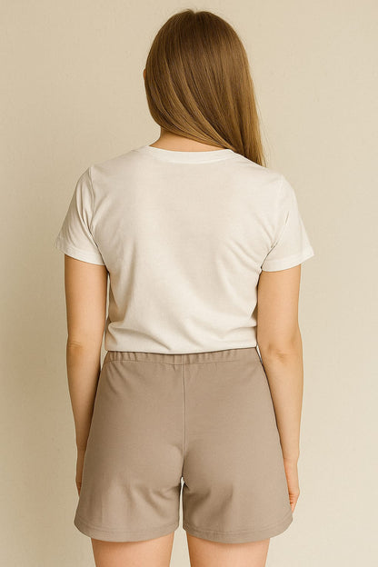 Womens High Waist Shorts (Camel)