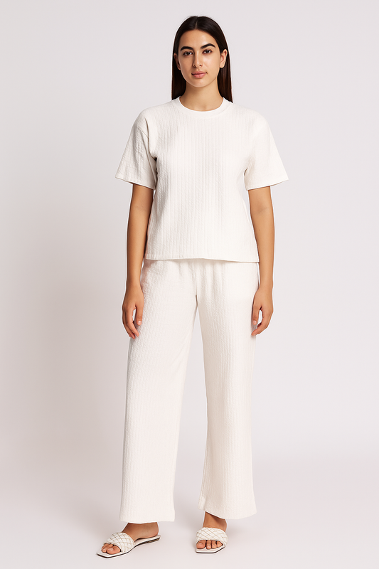Purkhaa Jacquard Co-ord set (White)