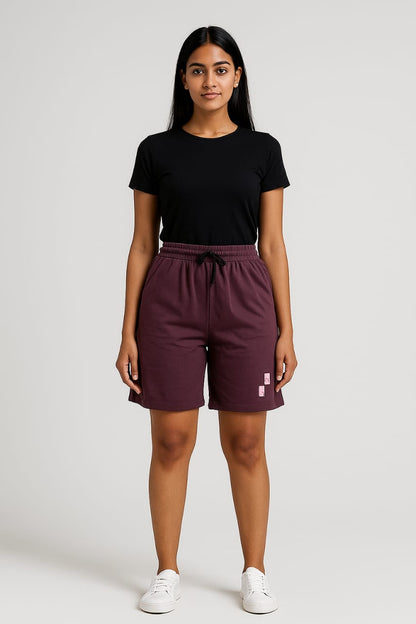 Womens High Waist elastic Shorts (Mulberry)