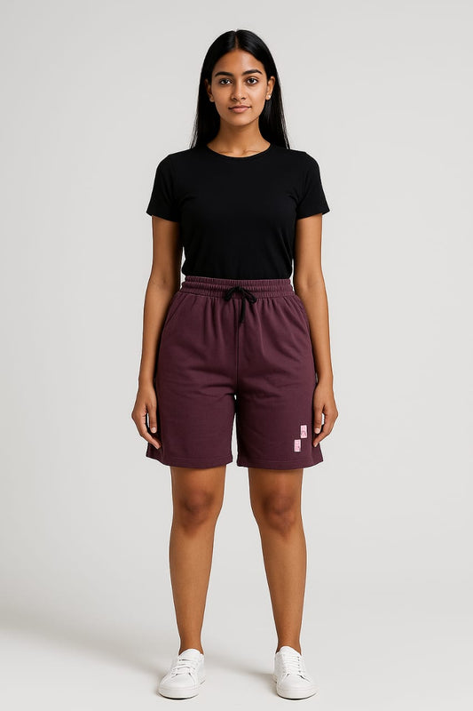 Womens High Waist elastic Shorts (Mulberry)